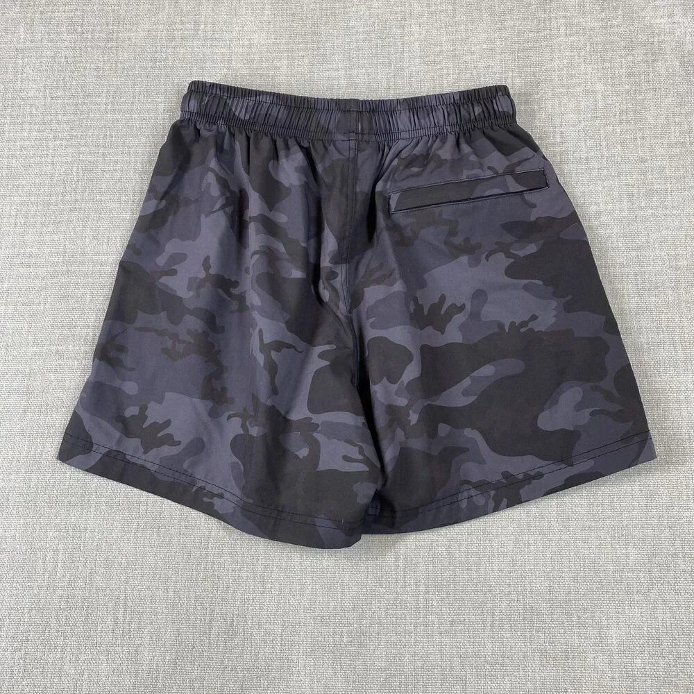 COVE Swim Trunks Mens 28 Gray Camo Elastic Waist Drawstring Stretch Pockets